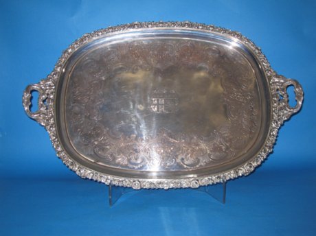 Regency Old Sheffield Plate Silver Tea Tray, circa 1825 - Click to enlarge and for full details.