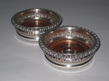 Pair of Regency Old Sheffield Plate Silver Coasters, circa 1825. - Click to enlarge and for full details.