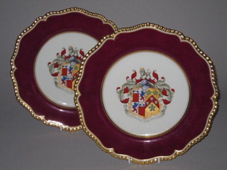 Pair of Flight Barr & Barr Armorial Dessert Dishes. Circa 1820. - Click to enlarge and for full details.