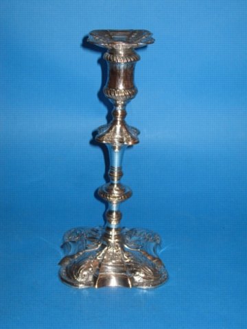 A rare George IIII Single Candlestick, by Joseph Hancock, circa 1757-60. - Click to enlarge and for full details.