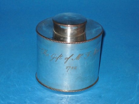 A George III Tea Canister, Dated 1782. - Click to enlarge and for full details.