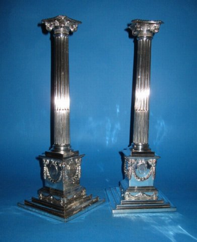A Pair of George III Pedestal Candlesticks by Boulton & Fothergill, circa 1775. - Click to enlarge and for full details.