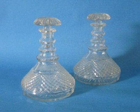 Pair Victorian Ships Decanters, circa 1890. - Click to enlarge and for full details.