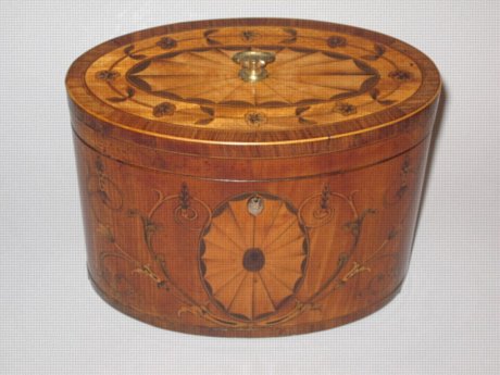 CHIPPENDALE PERIOD OVAL SATINWOOD TEA CADDY. CIRCA 1775 - Click to enlarge and for full details.