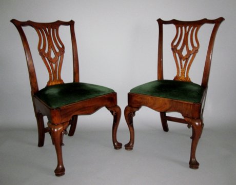 PAIR MAHOGANY SIDE CHAIRS. GEORGE II, CIRCA 1750 - Click to enlarge and for full details.