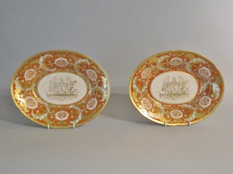 Rare Pair Herculaneum Porcelain Dessert Dishes from the Liverpool Service - Click to enlarge and for full details.