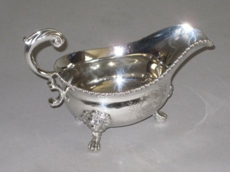 GEORGE II SILVER SAUCE BOAT, WILLIAM CRIPPS LONDON 1754 - Click to enlarge and for full details.