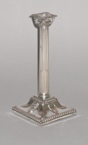 OLD SHEFFIELD PLATE SILVER TAPER STICK, CIRCA 1770. - Click to enlarge and for full details.