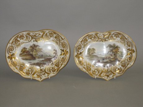 PAIR DERBY PORCELAIN DESSERT DISHES. CIRCA 1815 - Click to enlarge and for full details.