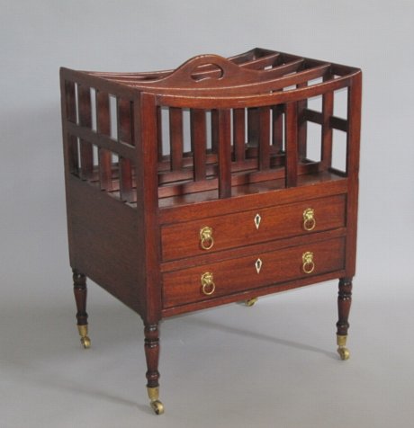 RARE TWO DRAWER MAHOGANY CANTERBURY. CIRCA 1810 - Click to enlarge and for full details.