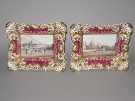 RARE PAIR GRAINGERS WORCESTER PORCELAIN PLAQUES. CIRCA 1825-30 - Click to enlarge and for full details.