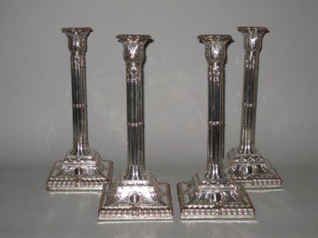 GOOD SET OF OLD SHEFFIELD PLATE CANDLESTICKS. CIRCA 1765-70  - Click to enlarge and for full details.