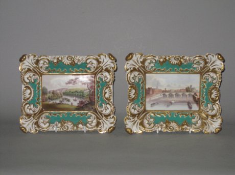 RARE PAIR GRAINGERS WORCESTER PORCELAIN PLAQUES. CIRCA 1825-30 - Click to enlarge and for full details.