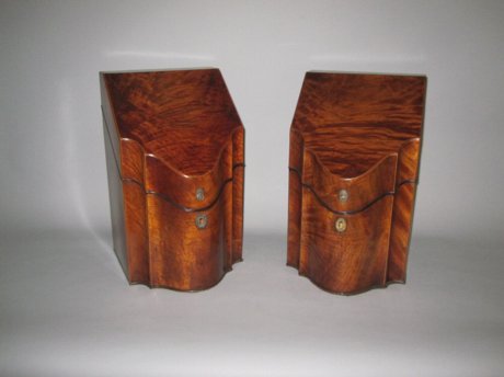 PAIR MAHOGANY KNIFE BOXES, CIRCA 1790 - Click to enlarge and for full details.