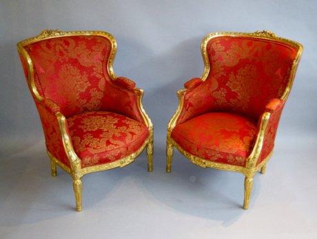 PAIR OF MID 19TH CENTURY GILT CHAIRS - Click to enlarge and for full details.