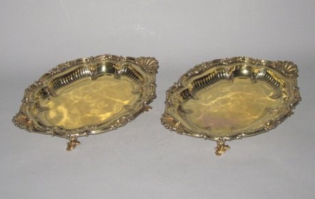 PAIR SILVERGILT FRUIT OR DESSERT DISHES BY PAUL STORR. - Click to enlarge and for full details.