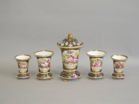A GARNITURE OF FIVE SPODE VASES. PATTERN 2575, CIRCA 1820 - Click to enlarge and for full details.