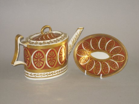 DERBY porcelain teapot and stand, circa 1795 - Click to enlarge and for full details.