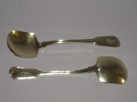 PAIR SILVERGILT ICE SPADES. LONDON 1816 ELEY & FEARN  - Click to enlarge and for full details.