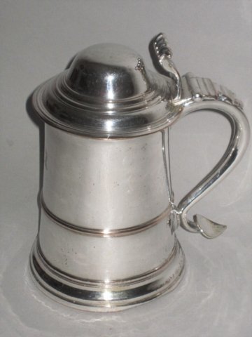 OLD SHEFFIELD PLATE SILVER LIDDED TANKARD, CIRCA 1765 - Click to enlarge and for full details.