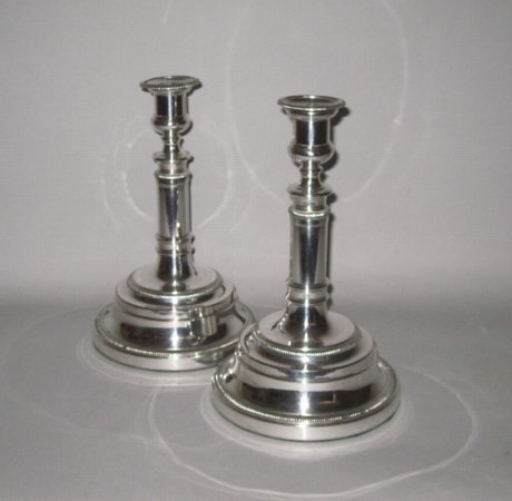 RARE PAIR OLD SHEFFIELD PLATE SILVER SHIPS CANDLESTICKS BY MATTHEW BOULTON - Click to enlarge and for full details.