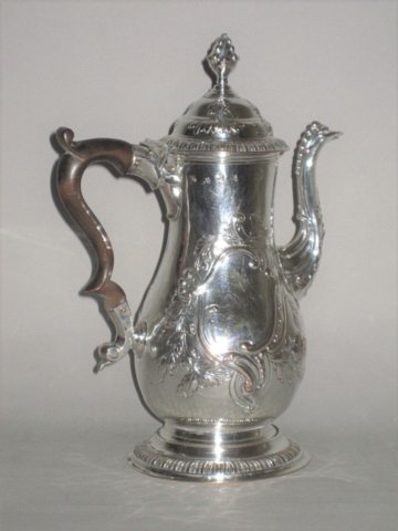 ​A FINE EARLY OLD SHEFFIELD PLATE SILVER COFFEE POT BY FENTON MATTHEWS & CO. circa 1765 - Click to enlarge and for full details.