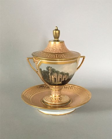 BARR FLIGHT AND BARR WORCESTER CHOCOLATE CUP COVER & STAND, CIRCA 1815 - Click to enlarge and for full details.