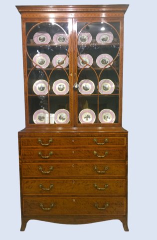 A FINE HEPPLEWHITE SATINWOOD SECRETAIRE BOOKCASE, CIRCA 1780 - Click to enlarge and for full details.