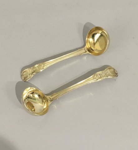 ​A  FINE & RARE PAIR OF SILVER GILT SAUCE LADLES. WILLIAM ELEY & WILLIAM FEARN. LONDON 1806 - Click to enlarge and for full details.