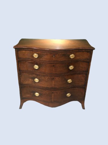 ​A LATE 18TH CENTURY MAHOGANY SERPENTINE CHEST OF SMALL PROPORTIONS. CIRCA 1780.  - Click to enlarge and for full details.