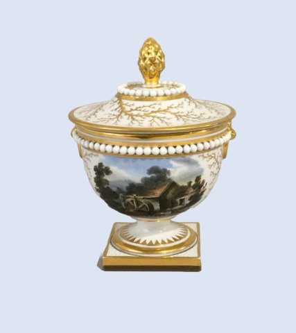A FINE FLIGHT BARR & BARR WORCESTER PORCELAIN MINIATURE VASE& COVER, CIRCA 1820. - Click to enlarge and for full details.