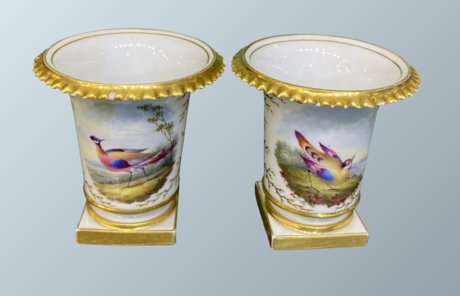 Pair Flight Barr & Barr Worcester Miniature Vases. - Click to enlarge and for full details.