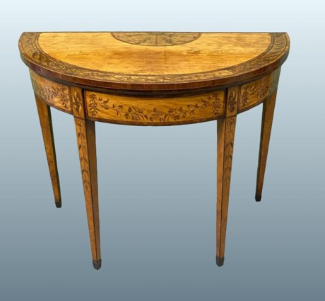 ​A Fine George III Chippendale Period Demi-Lune Satinwood Card Table. Irish, circa 1775. - Click to enlarge and for full details.