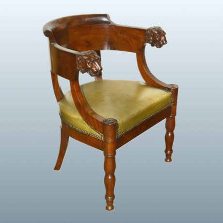 A Fine Mid-19th Century Carved Mahogany Desk Chair French, circa 1840 - Click to enlarge and for full details.
