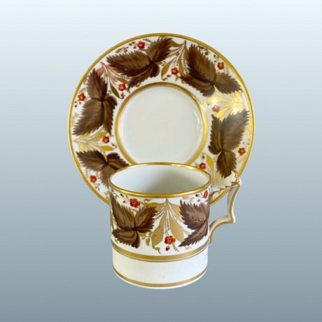 AN EARLY 19TH CENTURY FLIGHT BARR & BARR WORCESTER PORCELAIN CAN AND SAUCER, CIRCA 1820 - Click to enlarge and for full details.