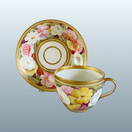 AN EARLY 19TH CENTURY COALPORT PORCELAIN TEACUP & SAUCER, CIRCA 1820. - Click to enlarge and for full details.