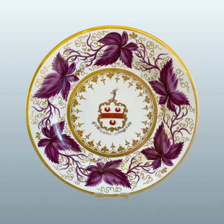 ​A BARR FLIGHT & BARR WORCESTER PORCELAIN ARMORIAL DESSERT PLATE, CIRCA 1820. - Click to enlarge and for full details.