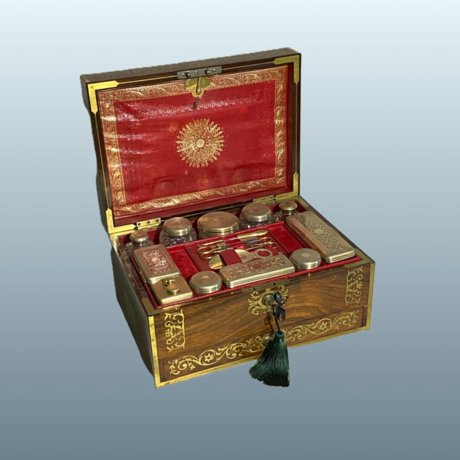 Regency Rosewood & Brass Inlaid Dressing Case. Of Exceptional Quality London 1823 - Click to enlarge and for full details.
