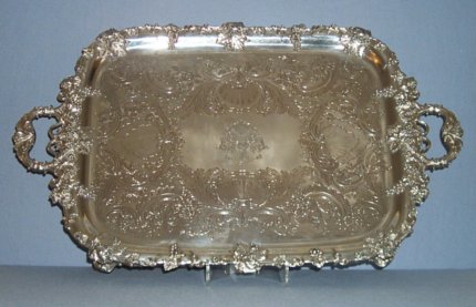 Old Sheffield Plate two handled tea tray - Click to enlarge and for full details.