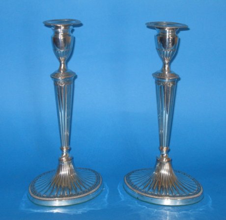 Pair late 18th Century candlesticks - Click to enlarge and for full details.