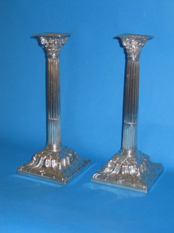 Pair George III square based candlesticks - Click to enlarge and for full details.