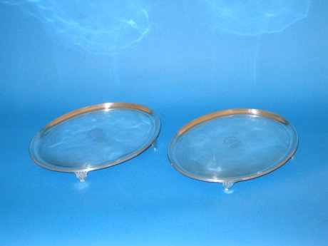 Pair small oval salvers - Click to enlarge and for full details.