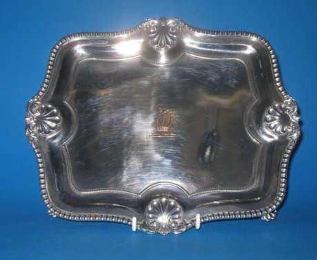 George IV Old Sheffield Plate silver oblong salver, c.1825 - Click to enlarge and for full details.