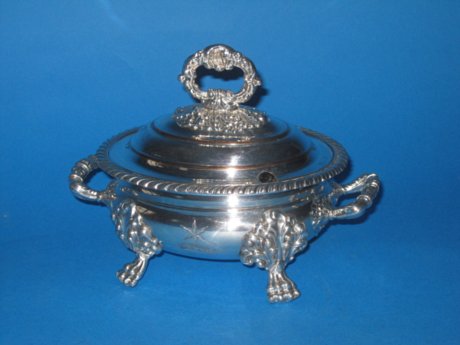 Georgian Old Sheffield Plate silver sauce tureen - Click to enlarge and for full details.