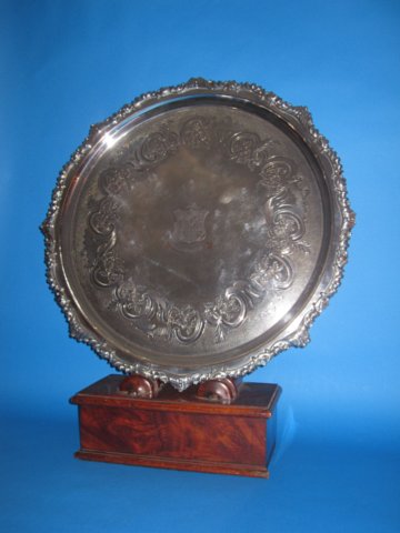 Large Regency Old Sheffield Silver Salver, circa 1825 - Click to enlarge and for full details.