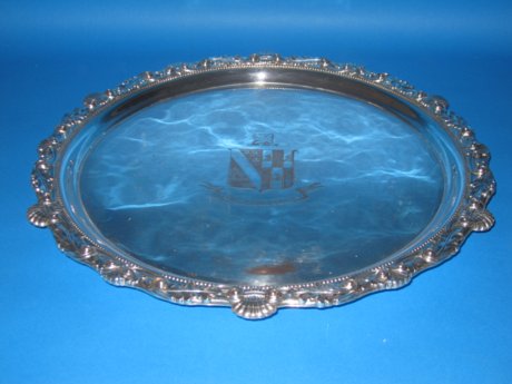 Large Old Sheffield Plate silver salver, circa 1800 - Click to enlarge and for full details.