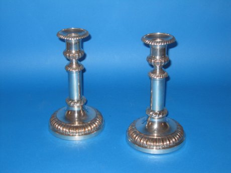 Pair 19th Century telescopic candlesticks, circa 1820 - Click to enlarge and for full details.