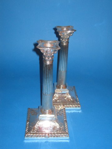 Pair late 18th Century old sheffield silver candlesticks - Click to enlarge and for full details.