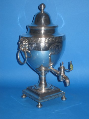 Old Sheffield Plate silver coffee urn, circa 1795 - Click to enlarge and for full details.