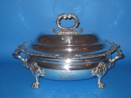 Old Sheffield plate Silver Soup tureen, circa 1810 - Click to enlarge and for full details.